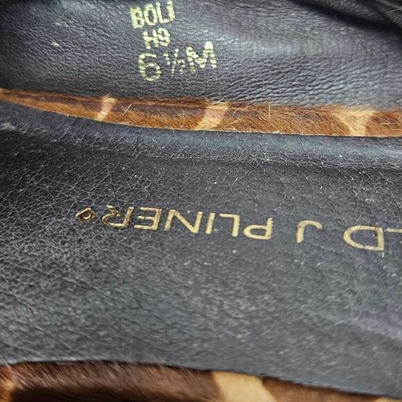 Donald Pliner 6.5 Boli Leopard Calf Hair Ballet Flat Casual Career Elastic - Picture 2 of 6